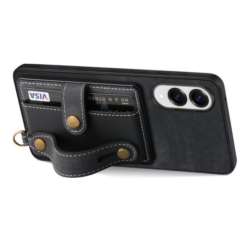 Telefontok Samsung Galaxy S25 5g Edge Retro Kártyatartó És Csuklópánt