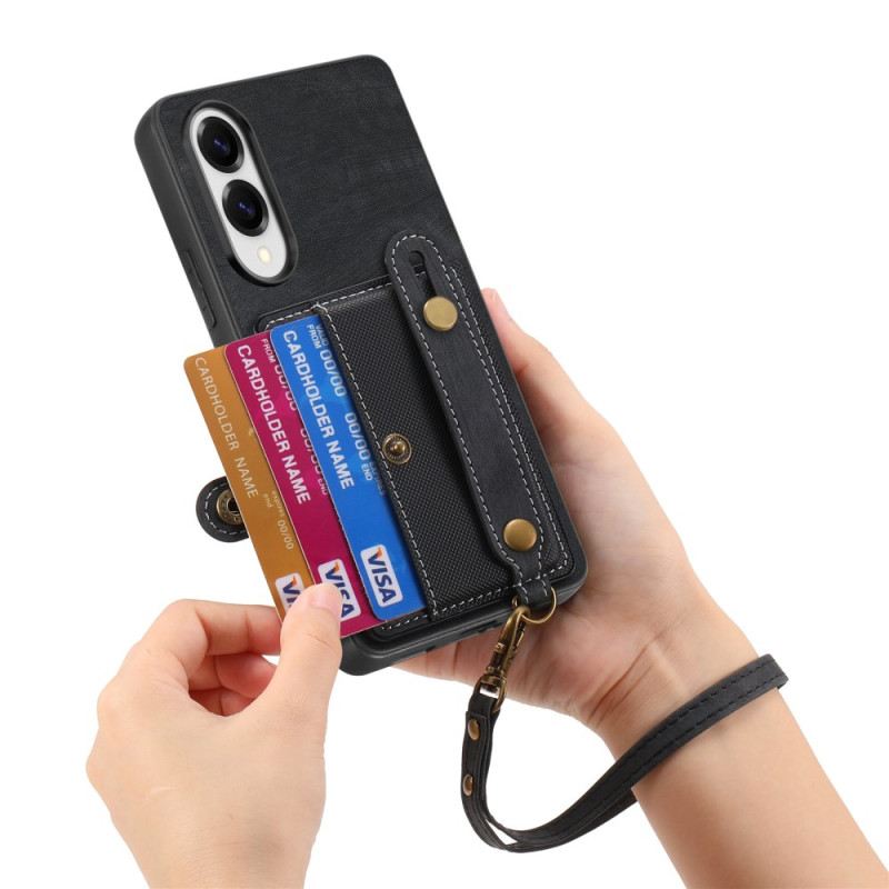 Telefontok Samsung Galaxy S25 5g Edge Retro Kártyatartó És Csuklópánt