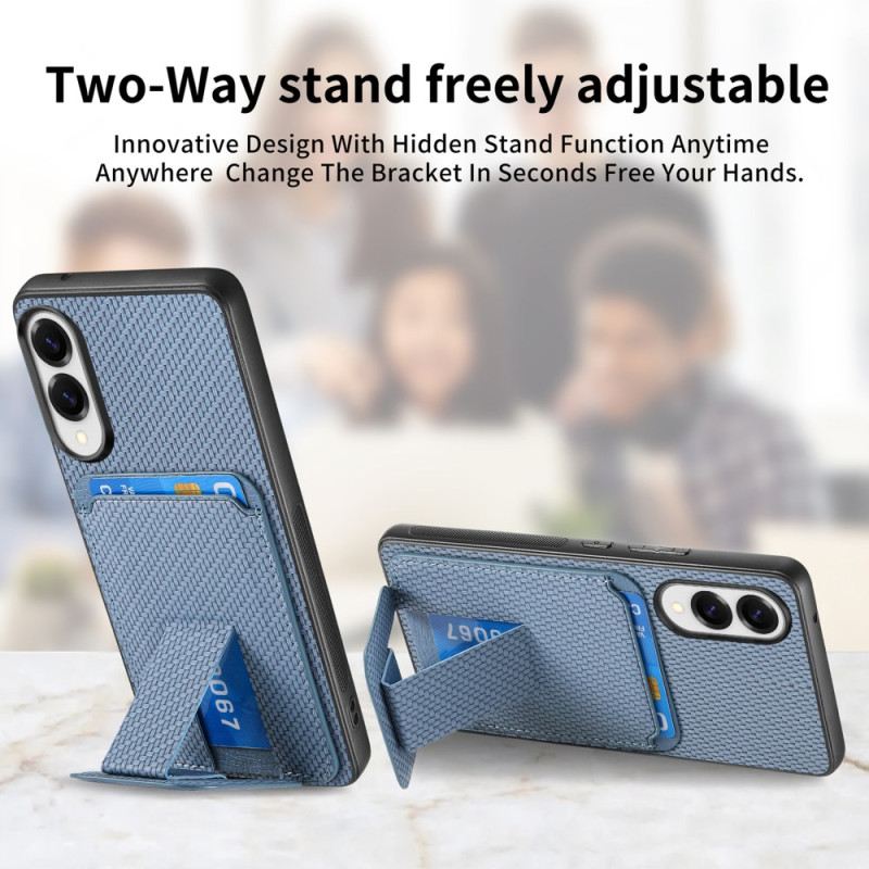 Tok Samsung Galaxy S25 5g Edge Szénszálas Textúrájú Kártyatartó És Integrált Állvány