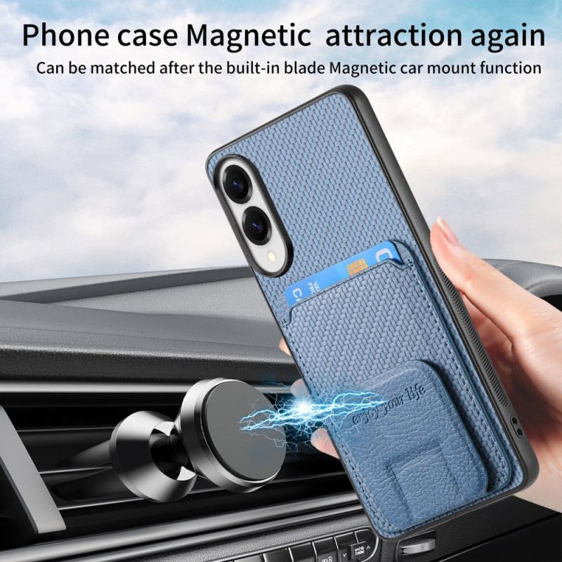 Tok Samsung Galaxy S25 5g Edge Szénszálas Textúrájú Kártyatartó És Integrált Állvány