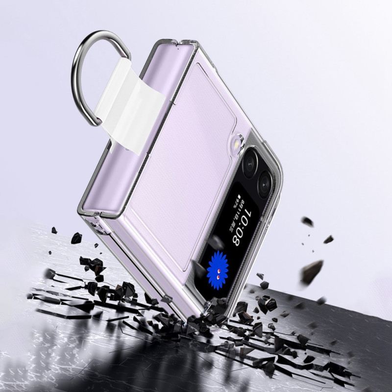 Fliptok Samsung Galaxy Z Flip 4 Bőrtok Átlátszó Gyűrűvel