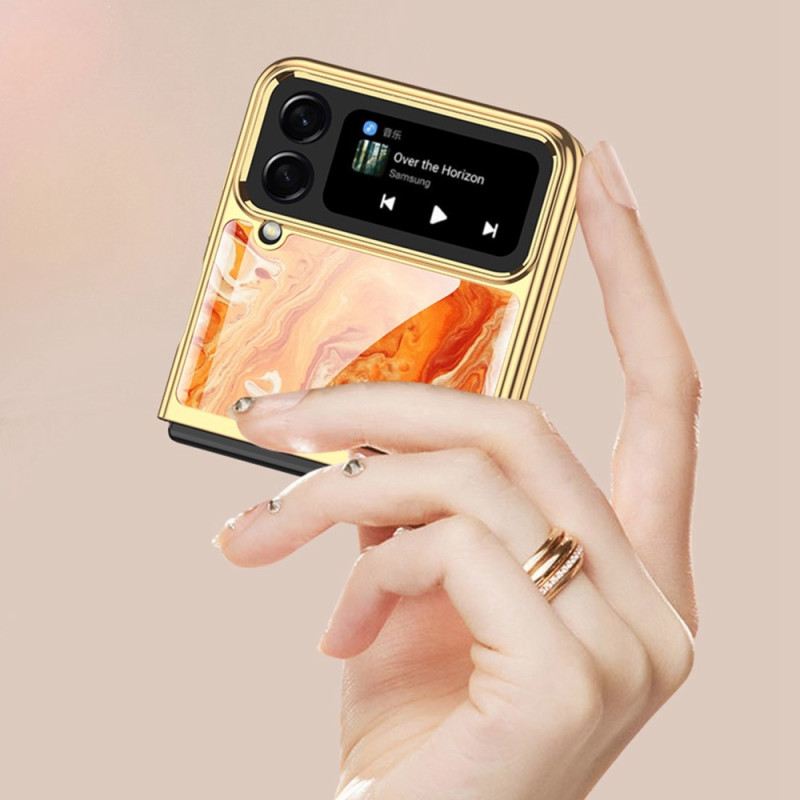 Fliptok Samsung Galaxy Z Flip 4 Bőrtok Gkk Absztrakt Edzett Üveg