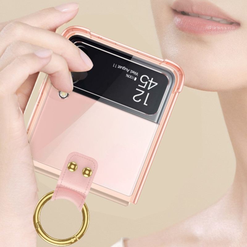 Fliptok Samsung Galaxy Z Flip 4 Bőrtok Gkk Gyűrűvel Színezett