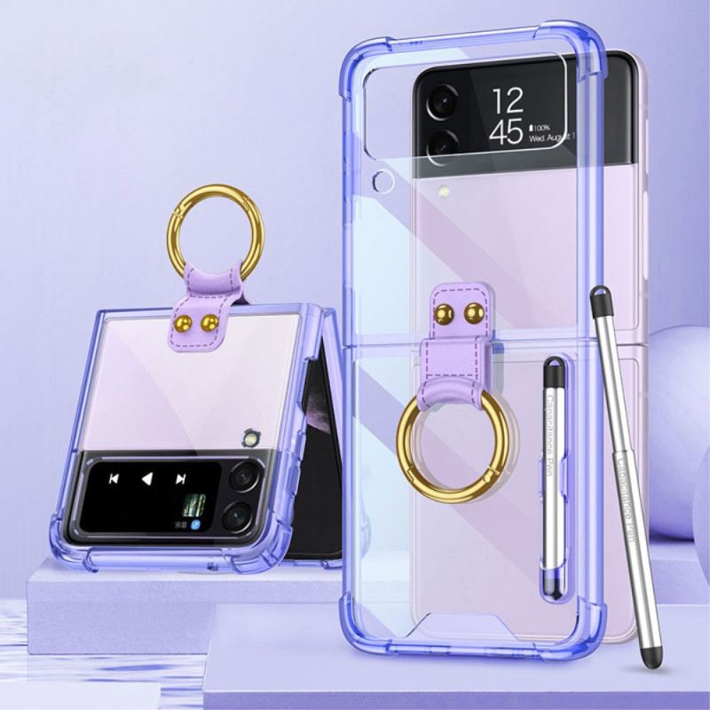 Fliptok Samsung Galaxy Z Flip 4 Bőrtok Gkk Stylus-szal Színezett