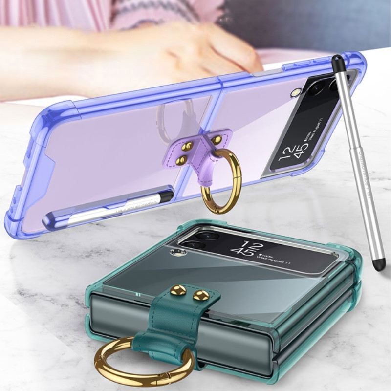 Fliptok Samsung Galaxy Z Flip 4 Bőrtok Gkk Stylus-szal Színezett
