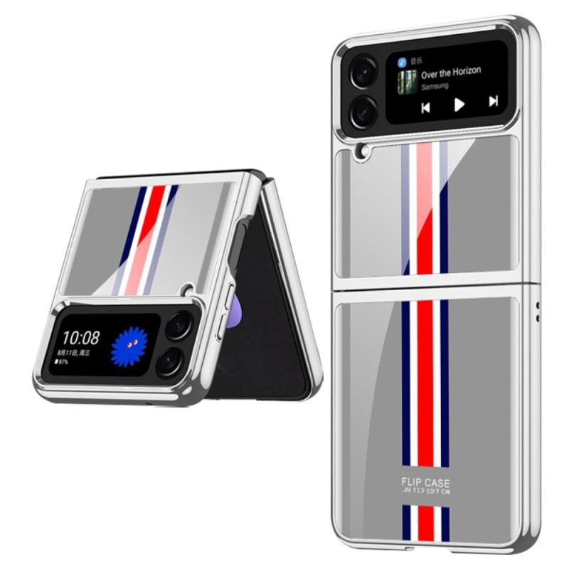 Fliptok Samsung Galaxy Z Flip 4 Bőrtok Gkk Tricolor Edzett Üveg