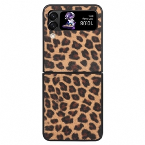 Fliptok Samsung Galaxy Z Flip 4 Bőrtok Leopárd