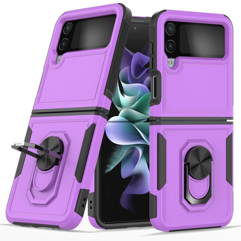 Fliptok Samsung Galaxy Z Flip 4 Bőrtok Merev Gyűrűs Támasztékkal