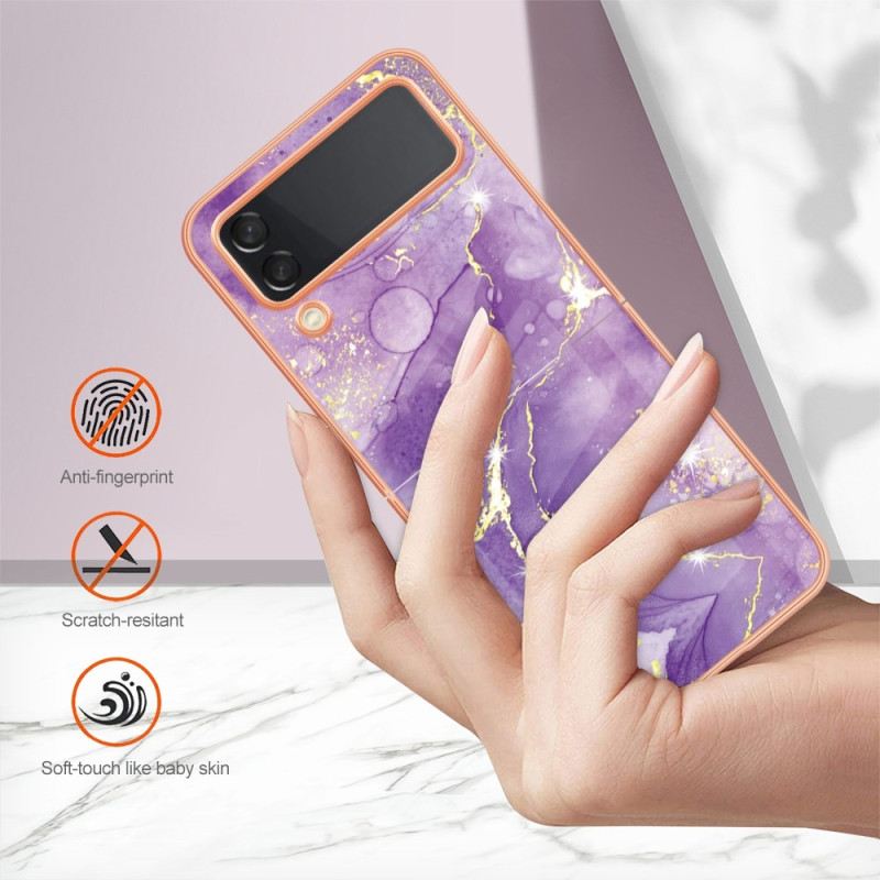 Fliptok Samsung Galaxy Z Flip 4 Bőrtok Színes Márvány