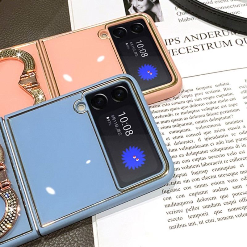 Fliptok Samsung Galaxy Z Flip 4 Bőrtok Szív Állvány