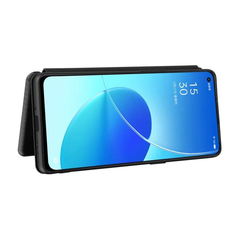 Fliptok Oppo Reno 6 Pro 5G Bőrtok Szénszál És Heveder