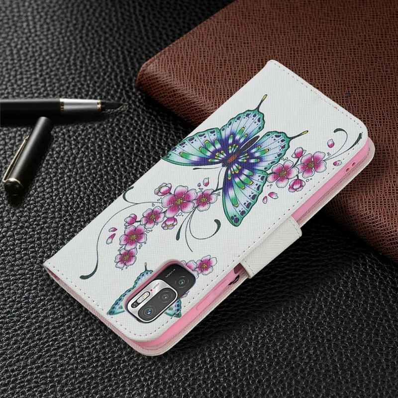 Fliptok / Bőrtok Xiaomi Redmi Note 10 5G Csodálatos Pillangók