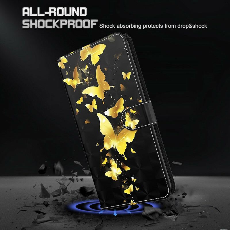Fliptok / Bőrtok Xiaomi Redmi Note 10 5G Sárga Pillangók