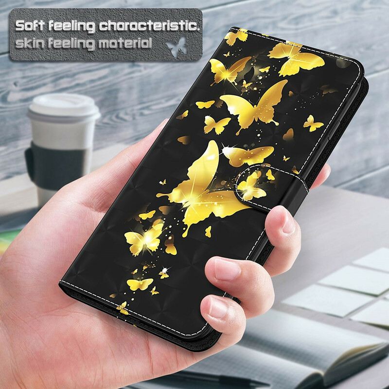 Fliptok / Bőrtok Xiaomi Redmi Note 10 5G Sárga Pillangók