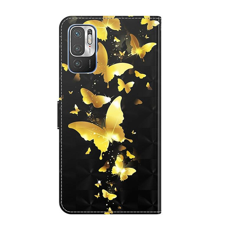 Fliptok / Bőrtok Xiaomi Redmi Note 10 5G Sárga Pillangók