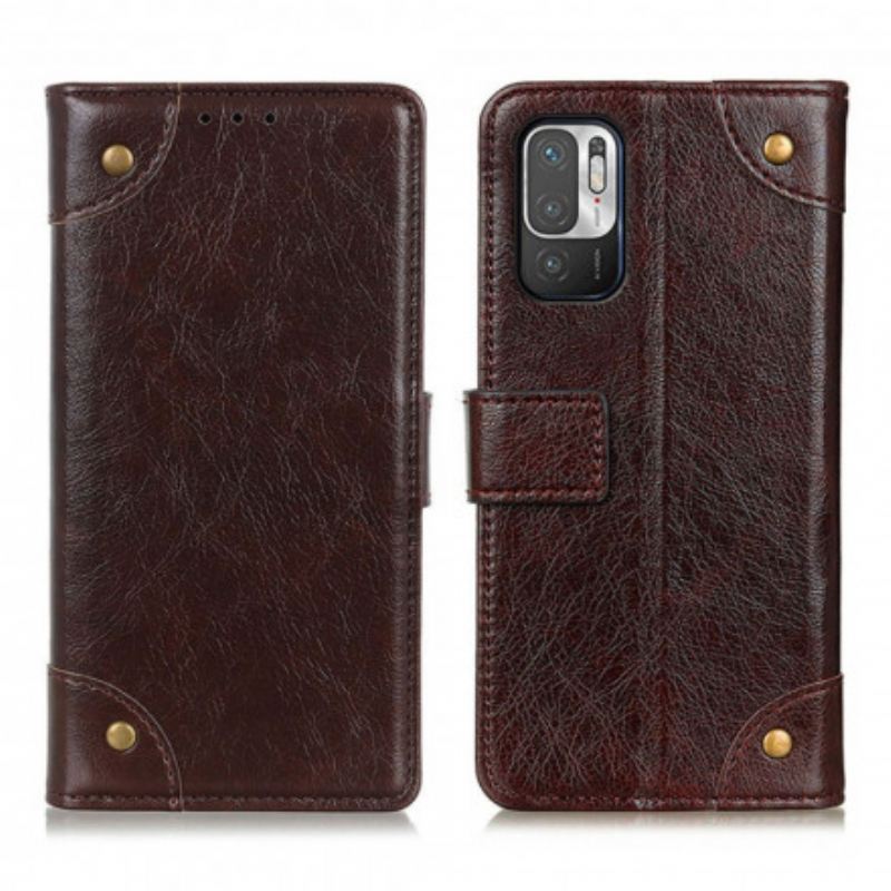Fliptok Xiaomi Redmi Note 10 5G Stílusú Nappa Bőr Vintage Szegecsek