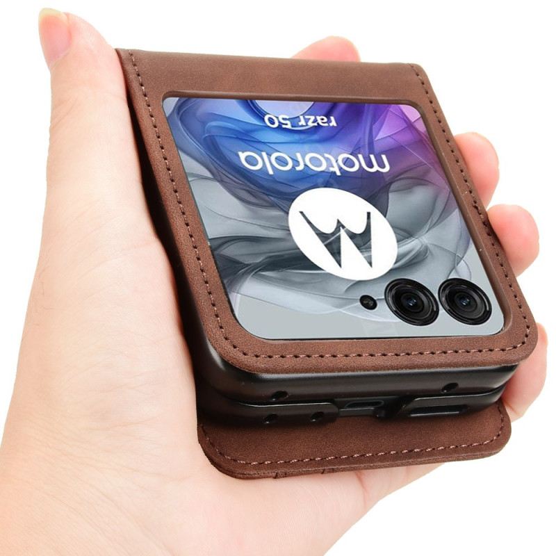 Mobiltelefon Tokok Motorola Razr 50 Műbőr Kártyatartó