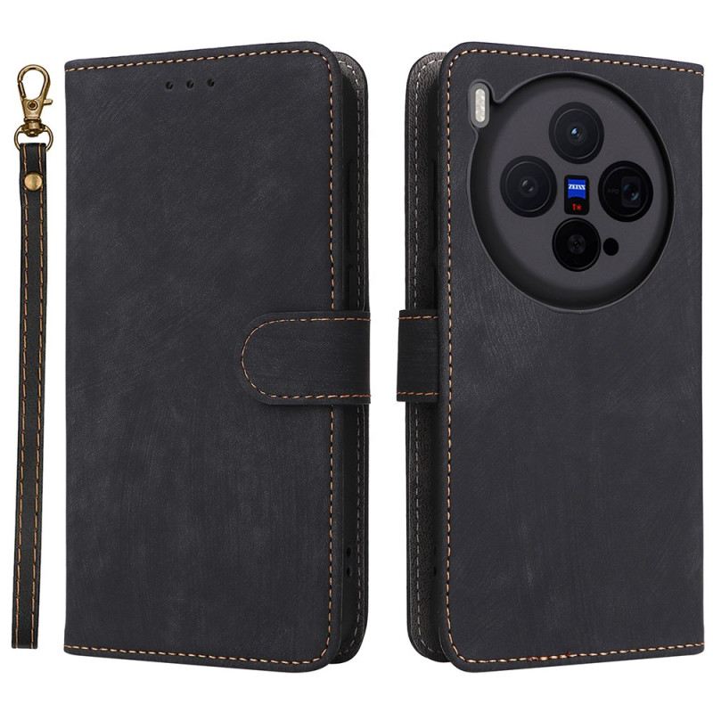 Kinyitható Bőrtok Vivo X300 Velúr Hatású Pántos