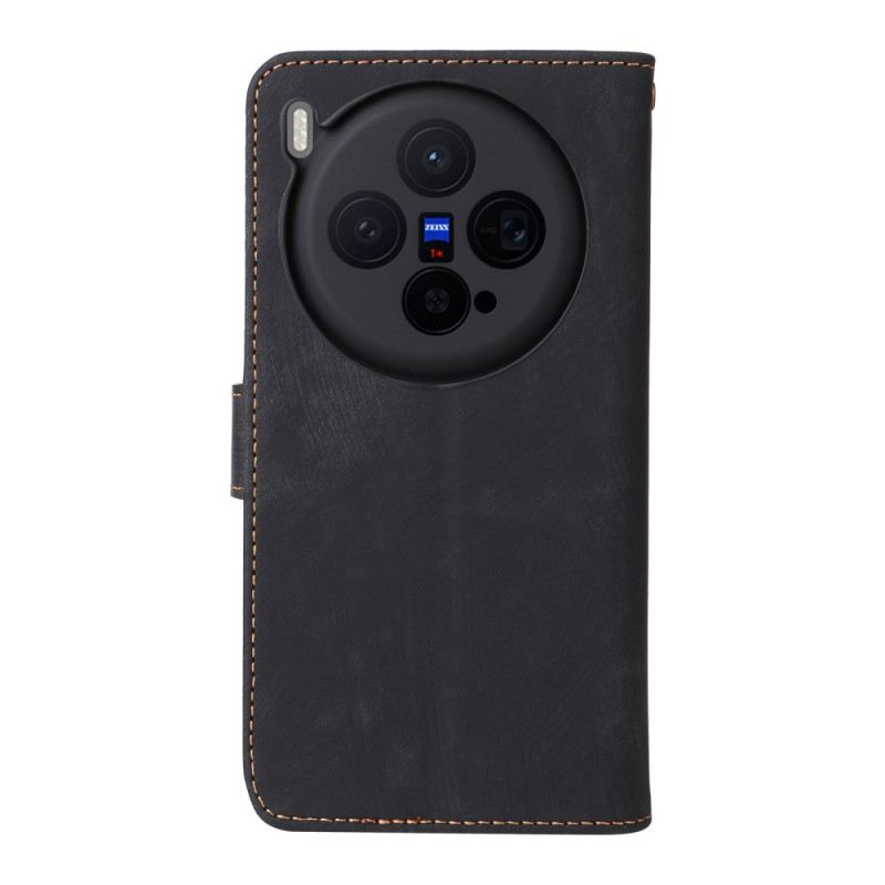 Kinyitható Bőrtok Vivo X300 Velúr Hatású Pántos