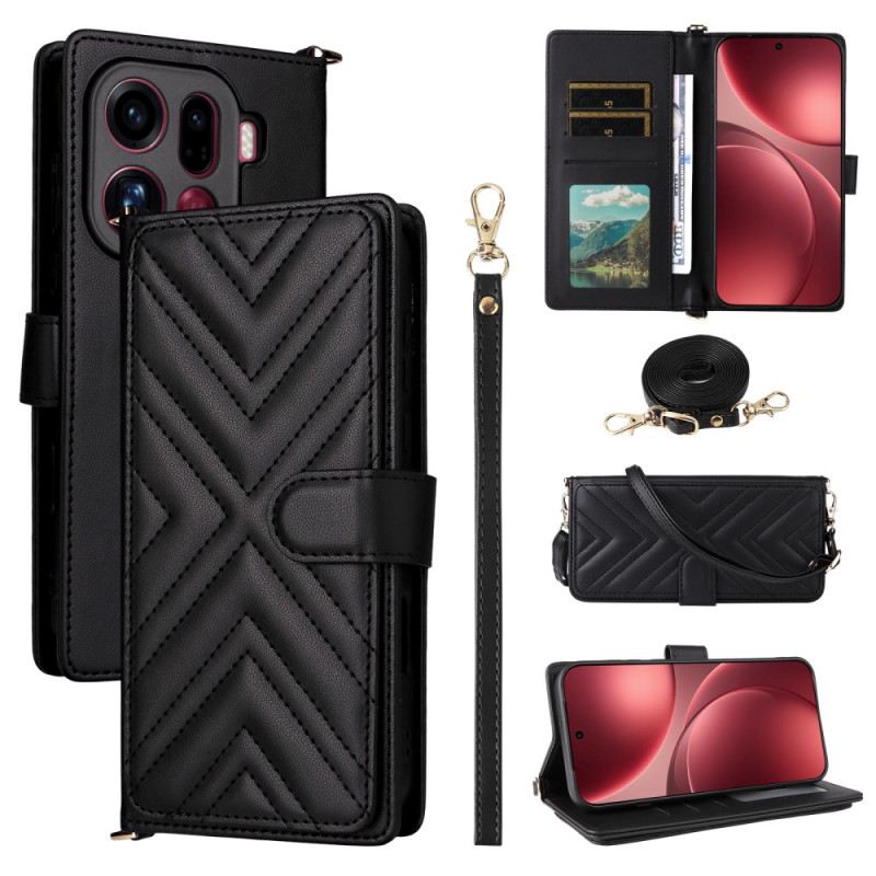 Bőrtok Oppo Find X9 Pro 5g Pántokkal Steppelt