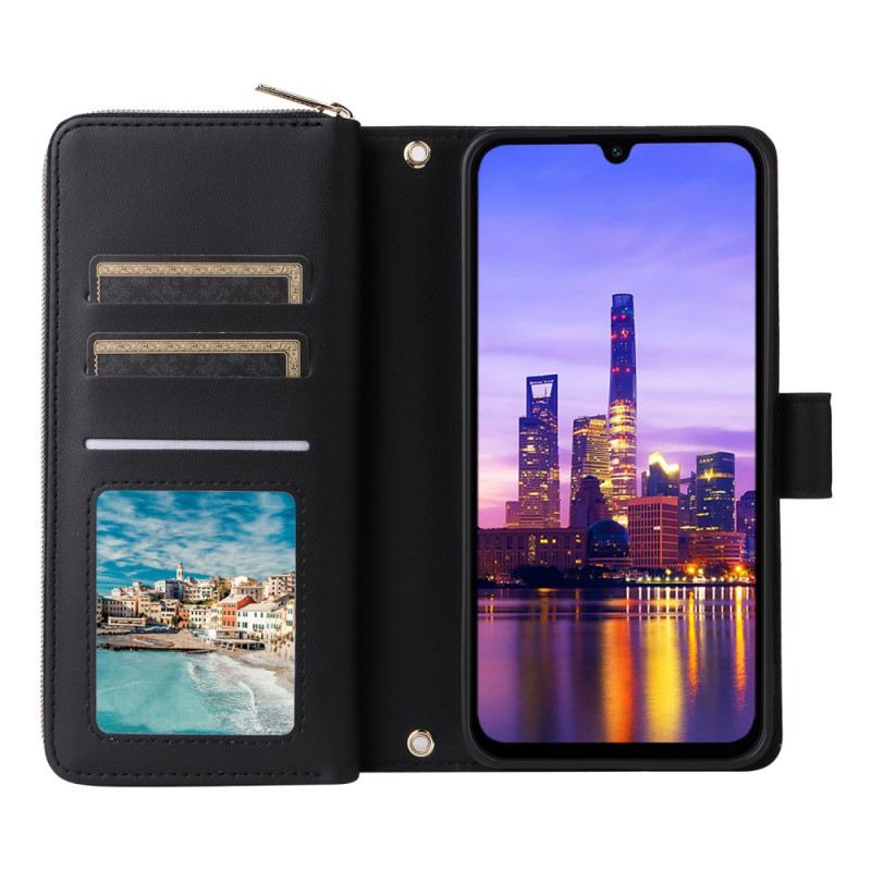 Bőrtok Samsung Galaxy A16 5g 9 Kártyatartó És Zsinór