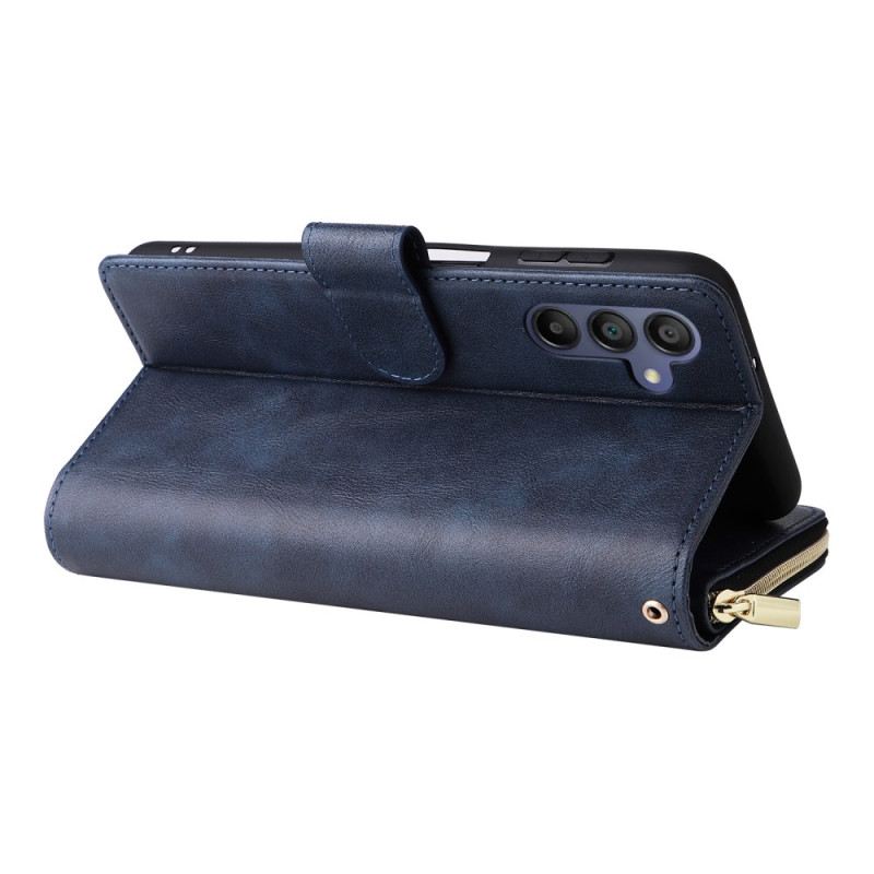 Bőrtok Samsung Galaxy A16 5g Cipzáras Zseb És Szíj