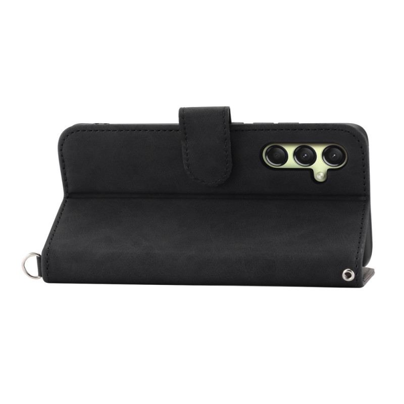 Bőrtok Samsung Galaxy A16 5g Csipkemintás Pánttal És Vállpánttal