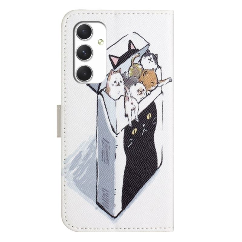 Bőrtok Samsung Galaxy A16 5g Macskák A Dobozban