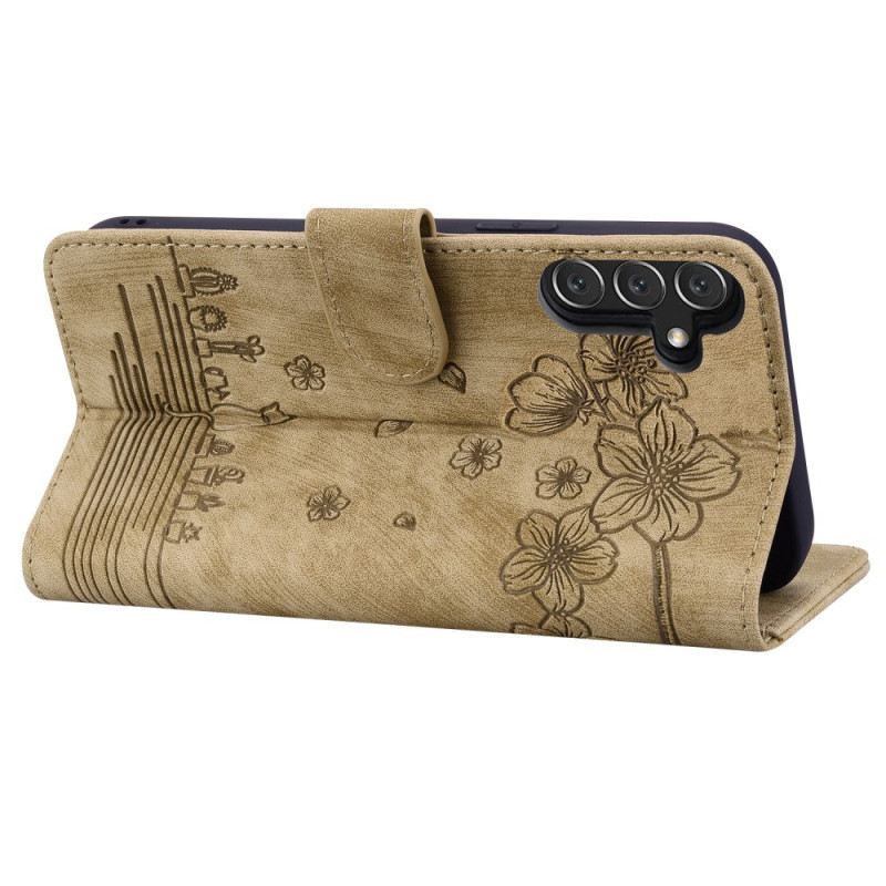 Bőrtok Samsung Galaxy A16 5g Macskák És Cseresznyefa