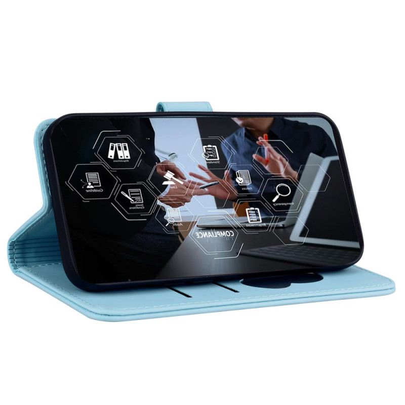 Bőrtok Samsung Galaxy A16 5g Macskalenyomat Szíjjal