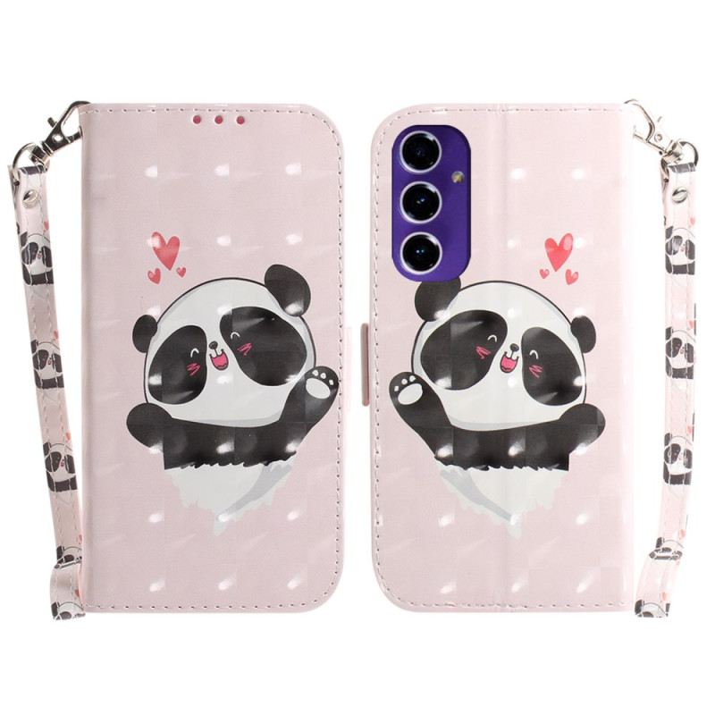 Bőrtok Samsung Galaxy A16 5g Panda Love Szíjjal