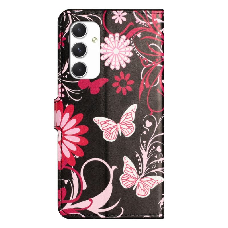 Fliptok Samsung Galaxy A16 5g Pillangók Fekete Alapon