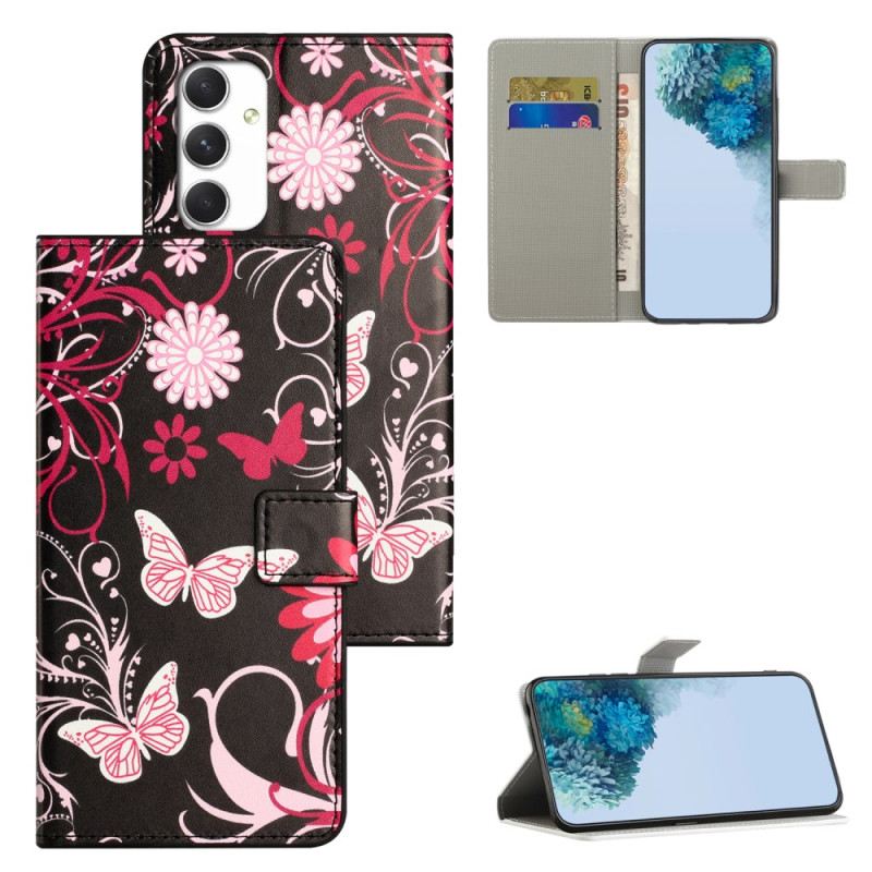 Fliptok Samsung Galaxy A16 5g Pillangók Fekete Alapon