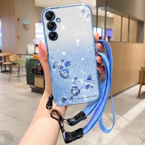 Tok Samsung Galaxy A16 5g Strasszkövek És Virágok Kadem Szíjjal