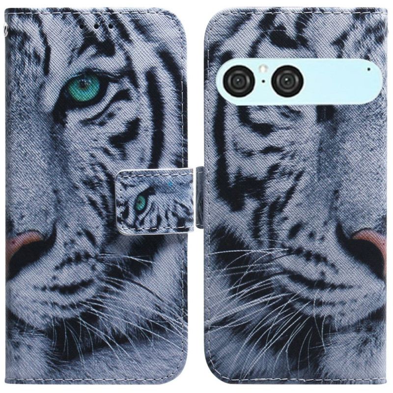 Bőrtok Sony Xperia 10 Vii Fehér Tigris