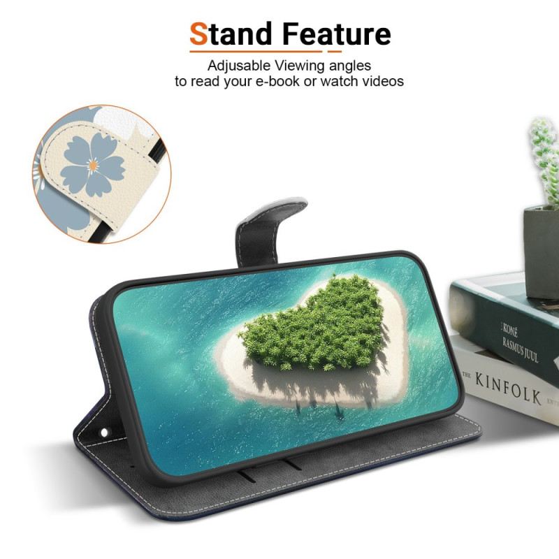 Bőrtok Sony Xperia 10 Vii Kék Százszorszépek