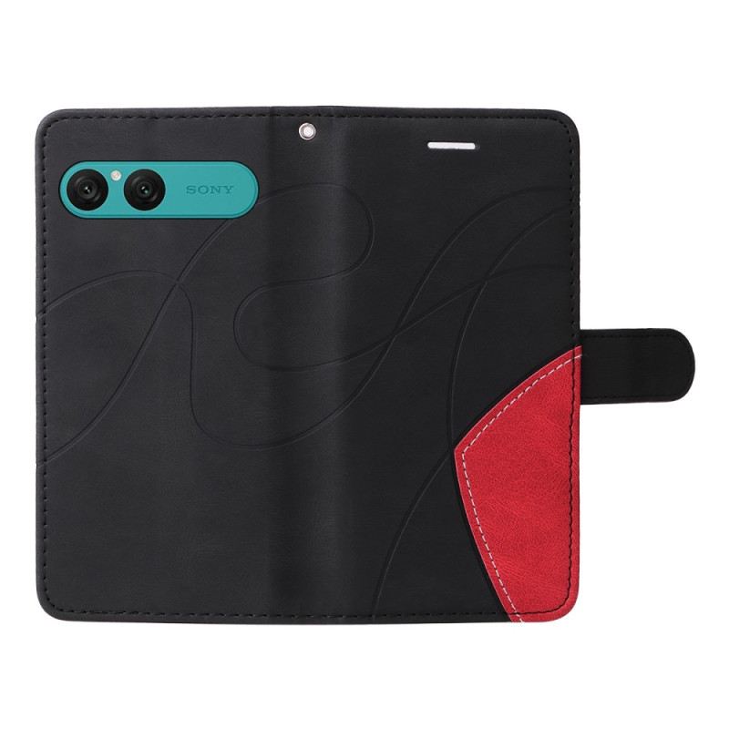 Bőrtok Sony Xperia 10 Vii Kétszínű Hullámos