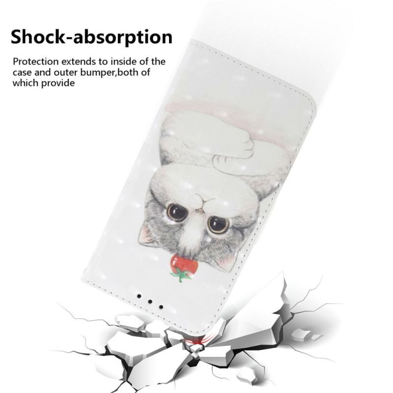 Bőrtok Sony Xperia 10 Vii Macska És Eper Nyakpánt