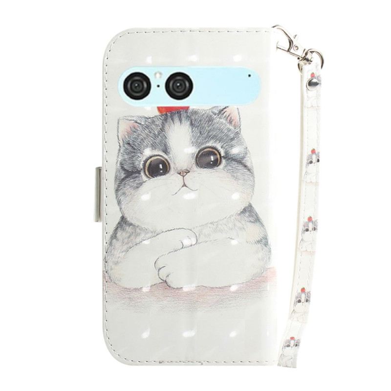 Bőrtok Sony Xperia 10 Vii Macska És Eper Nyakpánt