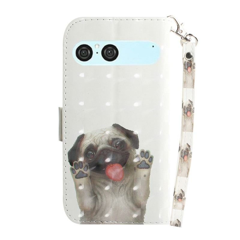 Bőrtok Sony Xperia 10 Vii Mopsz Mintás Nyakpánt