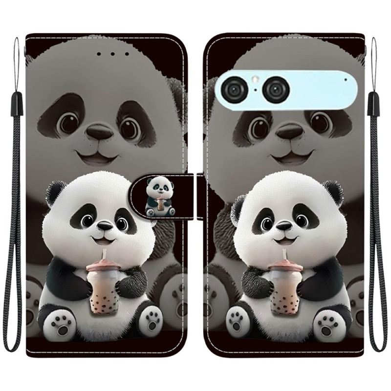 Bőrtok Sony Xperia 10 Vii Panda Cumisüveggel