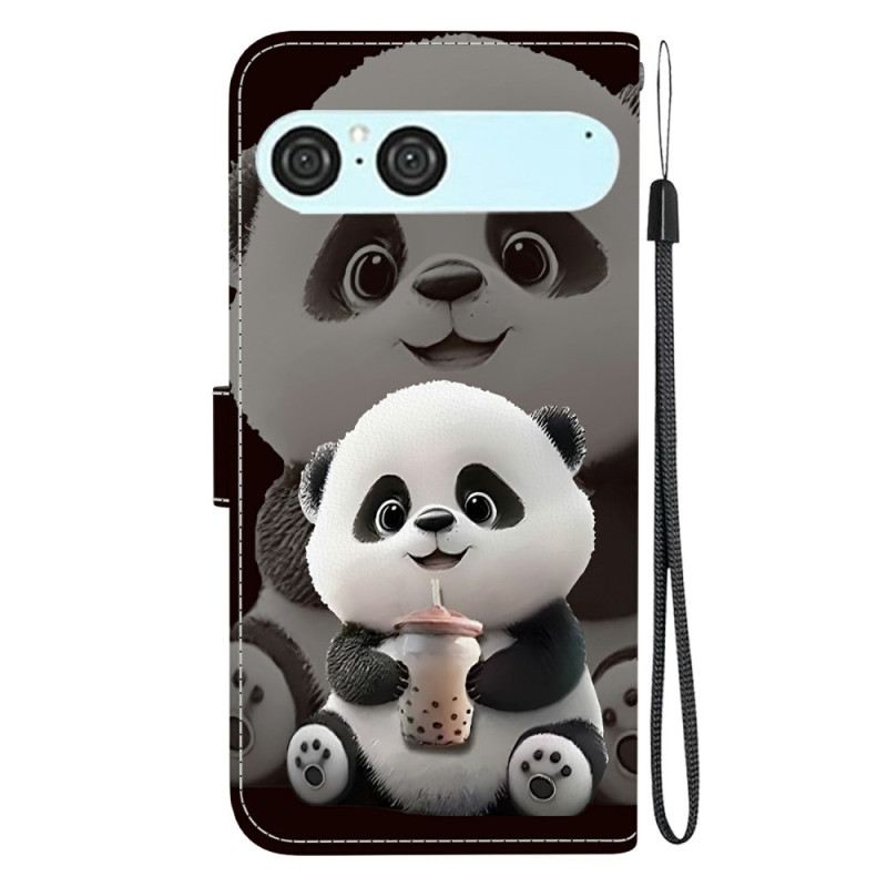 Bőrtok Sony Xperia 10 Vii Panda Cumisüveggel