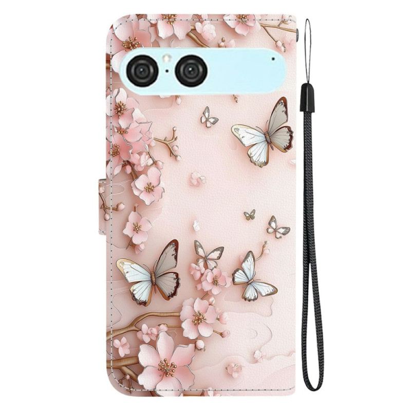 Bőrtok Sony Xperia 10 Vii Rózsaszín Pillangók
