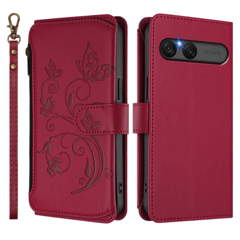 Bőrtok Sony Xperia 10 Vii Virágos Rfid-pénztárca
