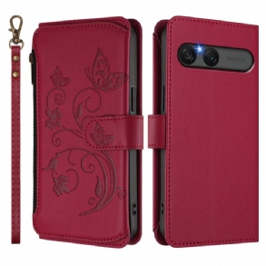 Bőrtok Sony Xperia 10 Vii Virágos Rfid-pénztárca