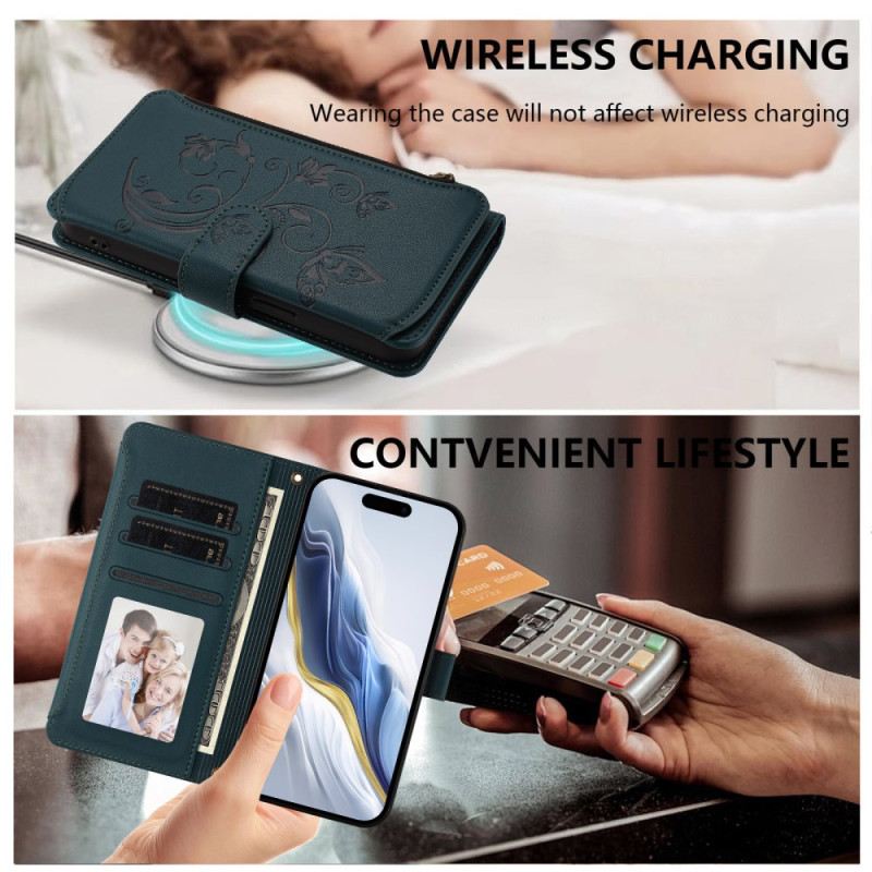 Bőrtok Sony Xperia 10 Vii Virágos Rfid-pénztárca