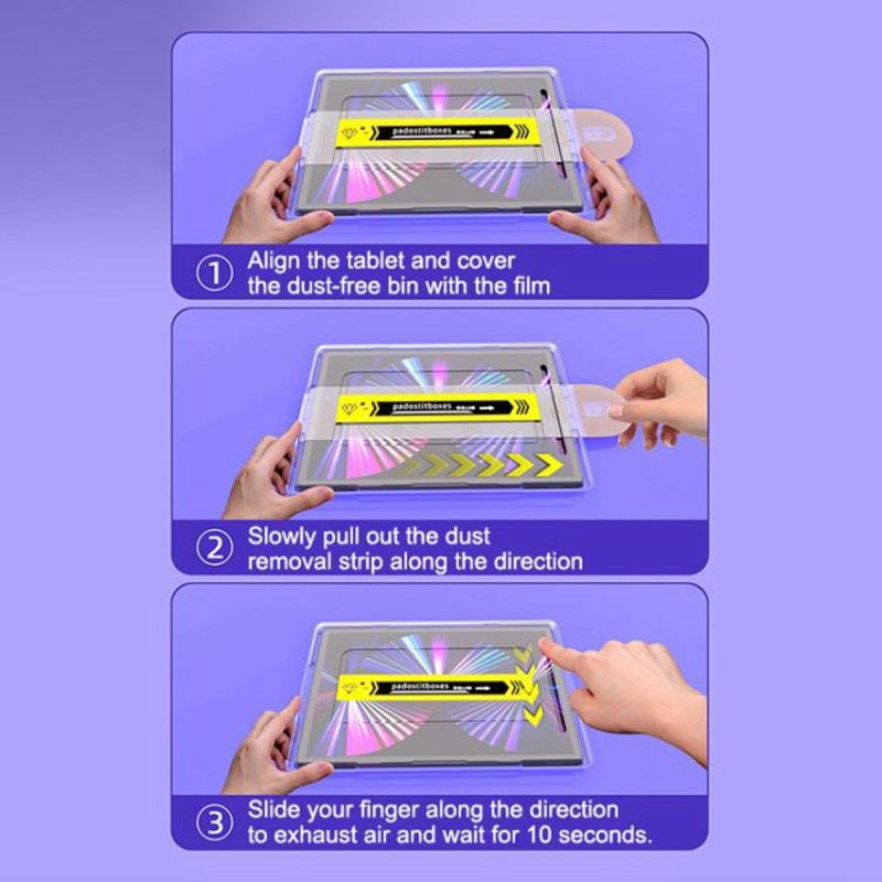 Edzett Üveg Képernyővédő Fólia Samsung Galaxy Tab S10 Lite / S10 Fe / S9 / S9 Fe / S8 / S7 Hd Készülékekhez Poreltávolító Eszközzel