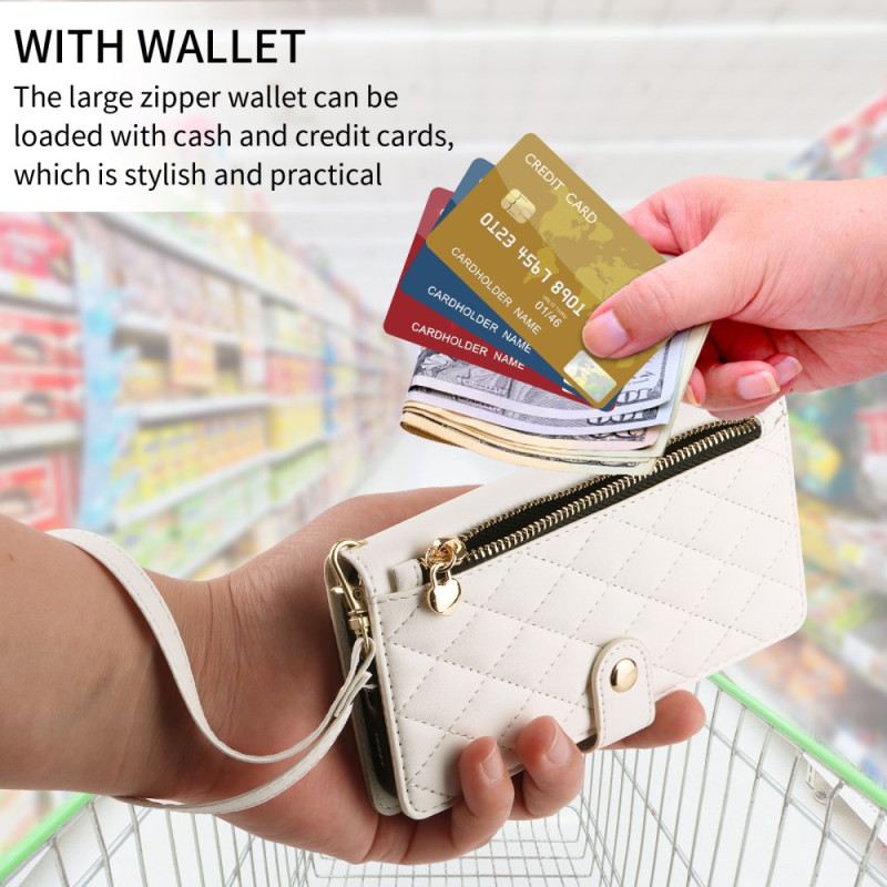 Bőrtok Samsung Galaxy A17 4g / 5g Steppelt Pánttal És Vállpánt