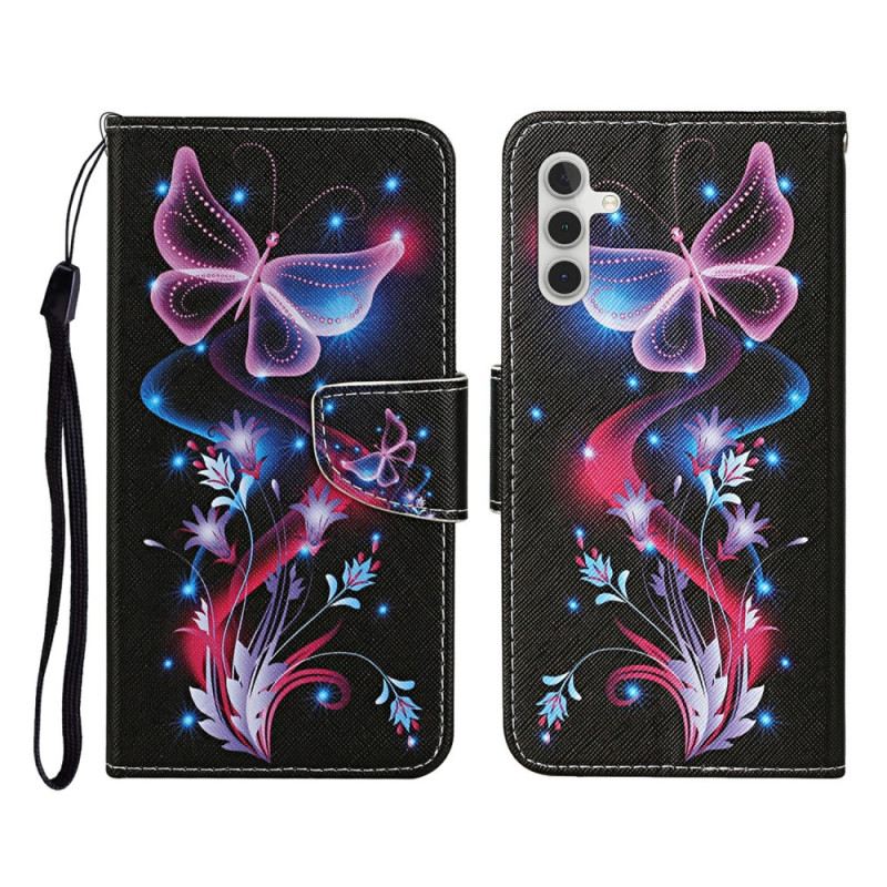 Bőrtok Samsung Galaxy A17 4g / 5g Világító Pillangók