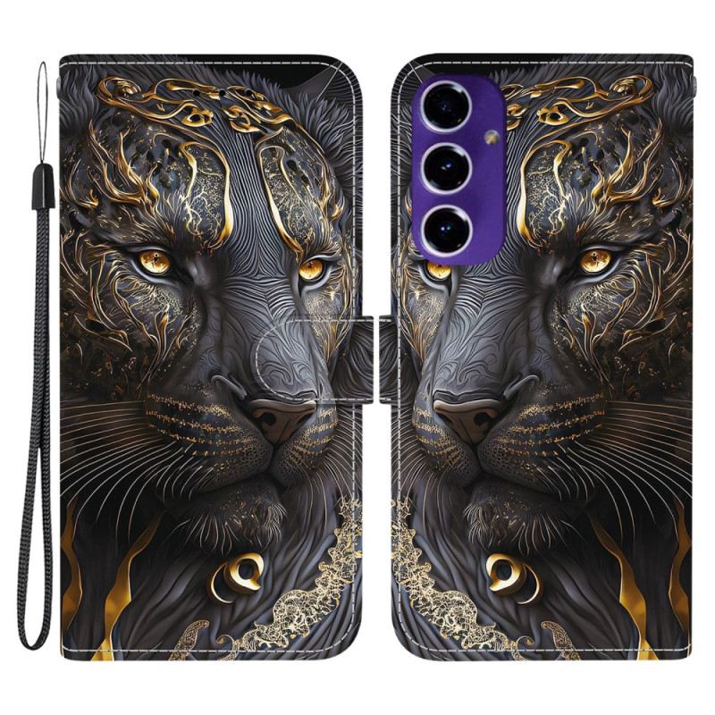 Fliptok Samsung Galaxy A17 4g / 5g Arany És Fekete Oroszlán